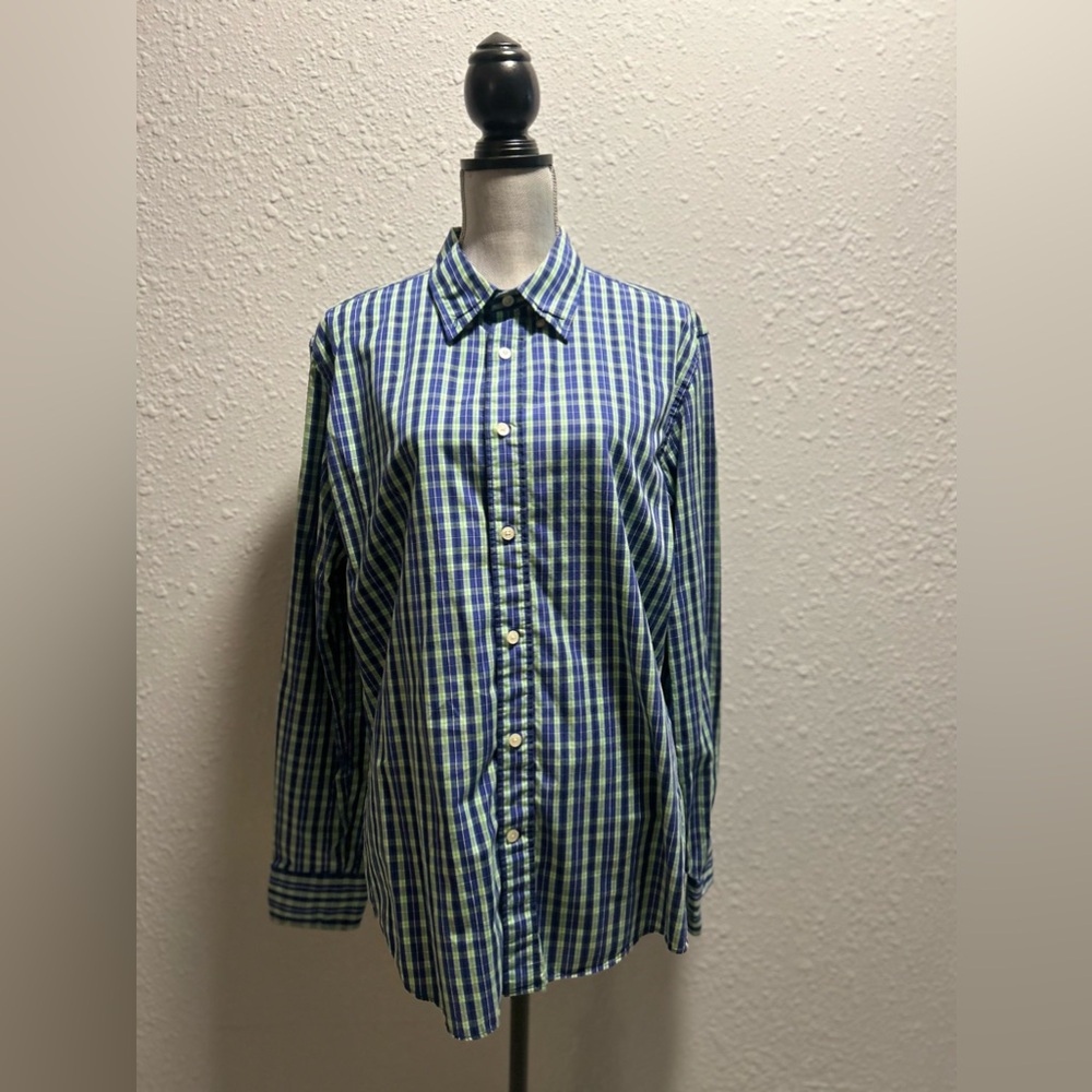 Tommy Hilfiger Green Multi Color Men’s Slim Fit Button Down Sz L